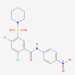2,4-dichloro-N-{4-nitrophenyl}-5-(piperidin-1-ylsulfonyl)benzamide