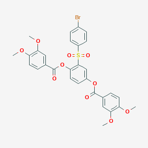 molecular formula C30H25BrO10S B342244 2-[(4-Bromophenyl)sulfonyl]-4-[(3,4-dimethoxybenzoyl)oxy]phenyl 3,4-dimethoxybenzoate 
