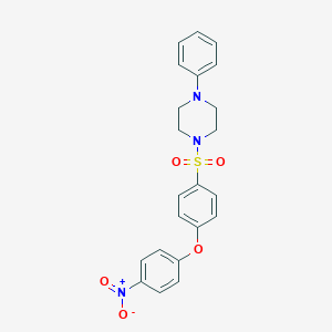 molecular formula C22H21N3O5S B342245 1-[(4-{4-Nitrophenoxy}phenyl)sulfonyl]-4-phenylpiperazine 