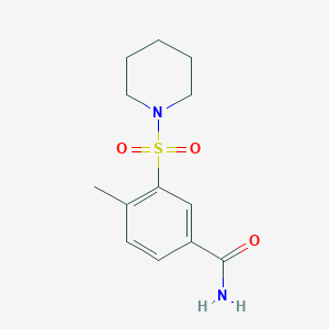 molecular formula C13H18N2O3S B342251 4-Methyl-3-(1-piperidinylsulfonyl)benzamide 