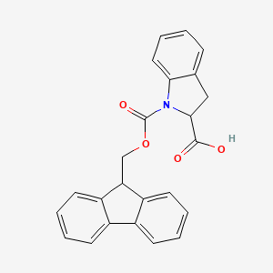 molecular formula C24H19NO4 B3422706 1-(((9H-Fluoren-9-yl)methoxy)carbonyl)indoline-2-carboxylic acid CAS No. 264273-07-6