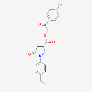 molecular formula C21H20BrNO4 B342308 2-(4-Bromophenyl)-2-oxoethyl 1-(4-ethylphenyl)-5-oxo-3-pyrrolidinecarboxylate 