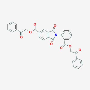 molecular formula C32H21NO8 B342323 2-Oxo-2-phenylethyl 1,3-dioxo-2-{2-[(2-oxo-2-phenylethoxy)carbonyl]phenyl}isoindoline-5-carboxylate 