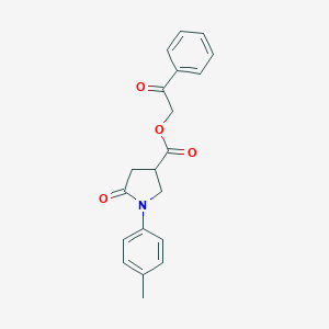 molecular formula C20H19NO4 B342332 2-Oxo-2-phenylethyl 1-(4-methylphenyl)-5-oxo-3-pyrrolidinecarboxylate 