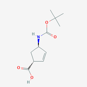 molecular formula C11H17NO4 B3423369 (1R,4R)-4-(Boc-amino)cyclopent-2-enecarboxylic acid CAS No. 298716-03-7