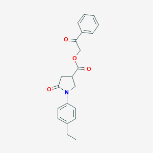 molecular formula C21H21NO4 B342346 2-Oxo-2-phenylethyl 1-(4-ethylphenyl)-5-oxo-3-pyrrolidinecarboxylate 
