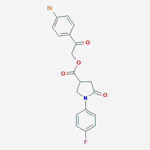 molecular formula C19H15BrFNO4 B342348 2-(4-Bromophenyl)-2-oxoethyl 1-(4-fluorophenyl)-5-oxo-3-pyrrolidinecarboxylate 