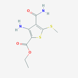 molecular formula C9H12N2O3S2 B342379 Ethyl 3-amino-4-(aminocarbonyl)-5-(methylsulfanyl)thiophene-2-carboxylate 