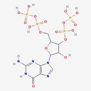 molecular formula C10H17N5O17P4 B3423855 ppGpp CAS No. 32452-17-8