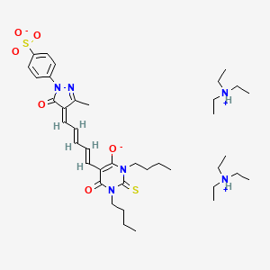 4-[(4E)-4-[(2E,4E)-5-(1,3-Dibutyl-4-oxido-6-oxo-2-sulfanylidenepyrimidin-5-yl)penta-2,4-dienylidene]-3-methyl-5-oxopyrazol-1-yl]benzenesulfonate;triethylazanium