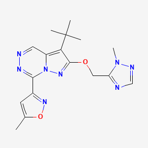 molecular formula C17H20N8O2 B3424337 3-(1,1-二甲基乙基)-7-(5-甲基-3-异恶唑基)-2-[(1-甲基-1H-1,2,4-三唑-5-基)甲氧基]-吡唑并[1,5-d][1,2,4]三嗪 CAS No. 342652-67-9