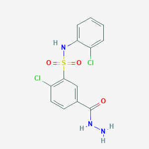 molecular formula C13H11Cl2N3O3S B3424938 2-chloro-N-(2-chlorophenyl)-5-(hydrazinecarbonyl)benzene-1-sulfonamide CAS No. 379254-29-2