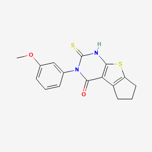 11-(3-Methoxyphenyl)-10-sulfanyl-7-thia-9,11-diazatricyclo[6.4.0.0,2,6]dodeca-1(8),2(6),9-trien-12-one