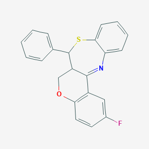 molecular formula C22H16FNOS B342504 2-fluoro-7-phenyl-6a,7-dihydro-6H-chromeno[3,4-c][1,5]benzothiazepine 