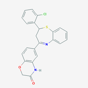 molecular formula C23H17ClN2O2S B342507 6-[2-(2-chlorophenyl)-2,3-dihydro-1,5-benzothiazepin-4-yl]-2H-1,4-benzoxazin-3(4H)-one 