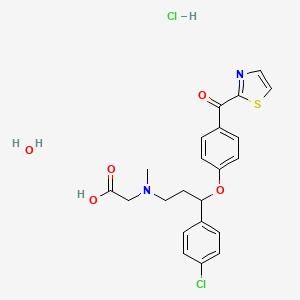 2-[[3-(4-chlorophenyl)-3-[4-(1,3-thiazole-2-carbonyl)phenoxy]propyl]-methylamino]acetic acid;hydrate;hydrochloride