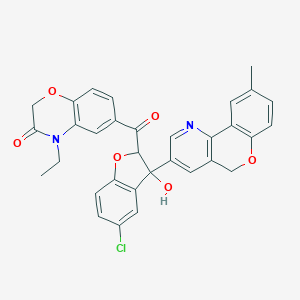 molecular formula C32H25ClN2O6 B342509 6-{[5-chloro-3-hydroxy-3-(9-methyl-5H-chromeno[4,3-b]pyridin-3-yl)-2,3-dihydro-1-benzofuran-2-yl]carbonyl}-4-ethyl-2H-1,4-benzoxazin-3(4H)-one 