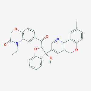 4-ethyl-6-{[3-hydroxy-3-(9-methyl-5H-chromeno[4,3-b]pyridin-3-yl)-2,3-dihydro-1-benzofuran-2-yl]carbonyl}-2H-1,4-benzoxazin-3(4H)-one