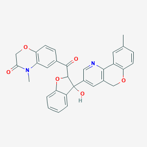 6-[3-hydroxy-3-(9-methyl-5H-chromeno[4,3-b]pyridin-3-yl)-2H-1-benzofuran-2-carbonyl]-4-methyl-1,4-benzoxazin-3-one