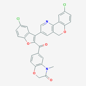 molecular formula C30H18Cl2N2O5 B342514 6-[5-chloro-3-(9-chloro-5H-chromeno[4,3-b]pyridin-3-yl)-1-benzofuran-2-carbonyl]-4-methyl-1,4-benzoxazin-3-one 