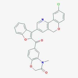 molecular formula C30H19ClN2O5 B342516 6-{[3-(9-chloro-5H-chromeno[4,3-b]pyridin-3-yl)-1-benzofuran-2-yl]carbonyl}-4-methyl-2H-1,4-benzoxazin-3(4H)-one 