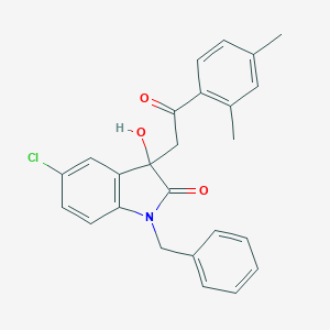 molecular formula C25H22ClNO3 B342530 1-benzyl-5-chloro-3-[2-(2,4-dimethylphenyl)-2-oxoethyl]-3-hydroxy-1,3-dihydro-2H-indol-2-one 