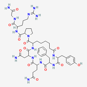 B3425329 N-[1-[(2-amino-2-oxoethyl)amino]-5-(diaminomethylideneamino)-1-oxopentan-2-yl]-1-[11-(2-amino-2-oxoethyl)-8-(3-amino-3-oxopropyl)-5-benzyl-2-[(4-hydroxyphenyl)methyl]-3,6,9,12,20-pentaoxo-1,4,7,10,13-pentazacycloicosane-14-carbonyl]pyrrolidine-2-carboxamide CAS No. 40944-53-4