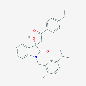 molecular formula C29H31NO3 B342534 3-[2-(4-ethylphenyl)-2-oxoethyl]-3-hydroxy-1-(5-isopropyl-2-methylbenzyl)-1,3-dihydro-2H-indol-2-one 