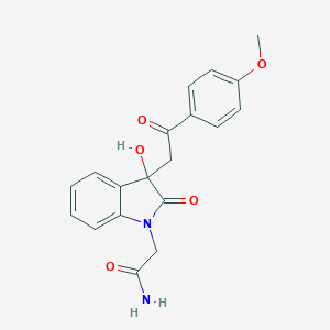 molecular formula C19H18N2O5 B342538 2-{3-hydroxy-3-[2-(4-methoxyphenyl)-2-oxoethyl]-2-oxo-2,3-dihydro-1H-indol-1-yl}acetamide 