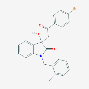 molecular formula C24H20BrNO3 B342546 3-[2-(4-bromophenyl)-2-oxoethyl]-3-hydroxy-1-(2-methylbenzyl)-1,3-dihydro-2H-indol-2-one 
