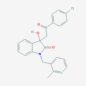 molecular formula C24H20ClNO3 B342547 3-[2-(4-chlorophenyl)-2-oxoethyl]-3-hydroxy-1-(2-methylbenzyl)-1,3-dihydro-2H-indol-2-one 