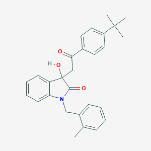 molecular formula C28H29NO3 B342548 3-[2-(4-tert-butylphenyl)-2-oxoethyl]-3-hydroxy-1-(2-methylbenzyl)-1,3-dihydro-2H-indol-2-one 