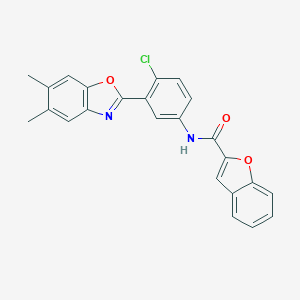 molecular formula C24H17ClN2O3 B342568 N-[4-chloro-3-(5,6-dimethyl-1,3-benzoxazol-2-yl)phenyl]-1-benzofuran-2-carboxamide 