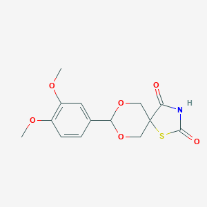 molecular formula C14H15NO6S B342576 8-(3,4-Dimethoxy-phenyl)-7,9-dioxa-1-thia-3-aza-spiro[4.5]decane-2,4-dione 