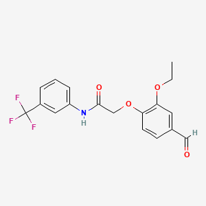 molecular formula C18H16F3NO4 B3425908 2-(2-ethoxy-4-formylphenoxy)-N-[3-(trifluoromethyl)phenyl]acetamide CAS No. 486995-03-3