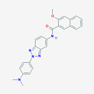 molecular formula C26H23N5O2 B342593 N-{2-[4-(dimethylamino)phenyl]-2H-1,2,3-benzotriazol-5-yl}-3-methoxy-2-naphthamide 
