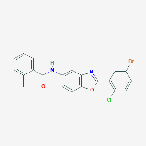 molecular formula C21H14BrClN2O2 B342602 N-[2-(5-bromo-2-chlorophenyl)-1,3-benzoxazol-5-yl]-2-methylbenzamide 