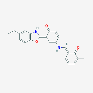 molecular formula C23H20N2O3 B342627 (6E)-6-[[[(3E)-3-(5-ethyl-3H-1,3-benzoxazol-2-ylidene)-4-oxocyclohexa-1,5-dien-1-yl]amino]methylidene]-2-methylcyclohexa-2,4-dien-1-one 