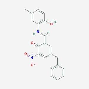 molecular formula C21H18N2O4 B342639 (6Z)-4-benzyl-6-[(2-hydroxy-5-methylanilino)methylidene]-2-nitrocyclohexa-2,4-dien-1-one 