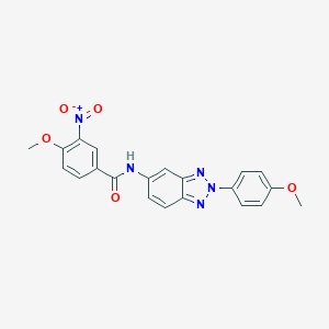 molecular formula C21H17N5O5 B342643 3-nitro-4-methoxy-N-[2-(4-methoxyphenyl)-2H-1,2,3-benzotriazol-5-yl]benzamide 
