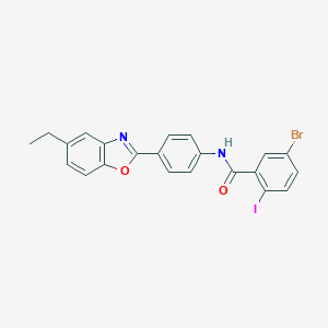 molecular formula C22H16BrIN2O2 B342671 5-bromo-N-[4-(5-ethyl-1,3-benzoxazol-2-yl)phenyl]-2-iodobenzamide 