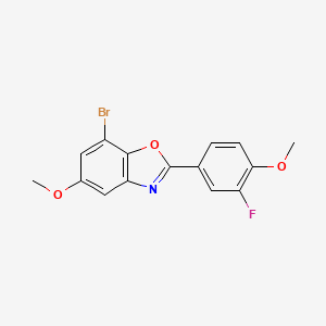 molecular formula C15H11BrFNO3 B3426787 7-Bromo-2-(3-fluoro-4-methoxyphenyl)-5-methoxy-1,3-benzoxazole CAS No. 544704-75-8