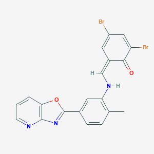 molecular formula C20H13Br2N3O2 B342686 (6Z)-2,4-dibromo-6-[[2-methyl-5-([1,3]oxazolo[4,5-b]pyridin-2-yl)anilino]methylidene]cyclohexa-2,4-dien-1-one 