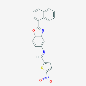 molecular formula C22H13N3O3S B342692 5-[({5-Nitro-2-thienyl}methylene)amino]-2-(1-naphthyl)-1,3-benzoxazole 