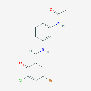N-[3-[[(E)-(3-bromo-5-chloro-6-oxocyclohexa-2,4-dien-1-ylidene)methyl]amino]phenyl]acetamide