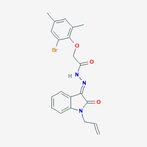 2-(2-bromo-4,6-dimethylphenoxy)-N-[(E)-(2-oxo-1-prop-2-enylindol-3-ylidene)amino]acetamide