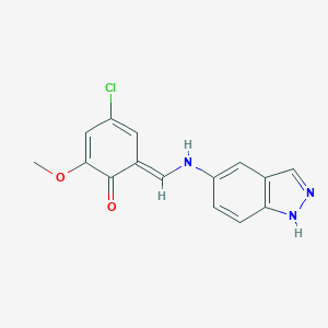 molecular formula C15H12ClN3O2 B342709 (6E)-4-chloro-6-[(1H-indazol-5-ylamino)methylidene]-2-methoxycyclohexa-2,4-dien-1-one 