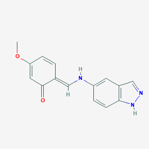 molecular formula C15H13N3O2 B342710 (6E)-6-[(1H-indazol-5-ylamino)methylidene]-3-methoxycyclohexa-2,4-dien-1-one 