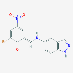 molecular formula C14H9BrN4O3 B342713 (6E)-2-bromo-6-[(1H-indazol-5-ylamino)methylidene]-4-nitrocyclohexa-2,4-dien-1-one 