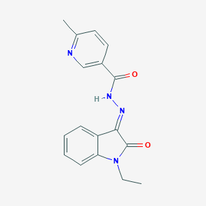 molecular formula C17H16N4O2 B342718 N-[(E)-(1-ethyl-2-oxoindol-3-ylidene)amino]-6-methylpyridine-3-carboxamide 